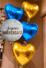 Vignette 1 Bouquet de Ballons Anniversaire – Bleu et Or à personnaliser