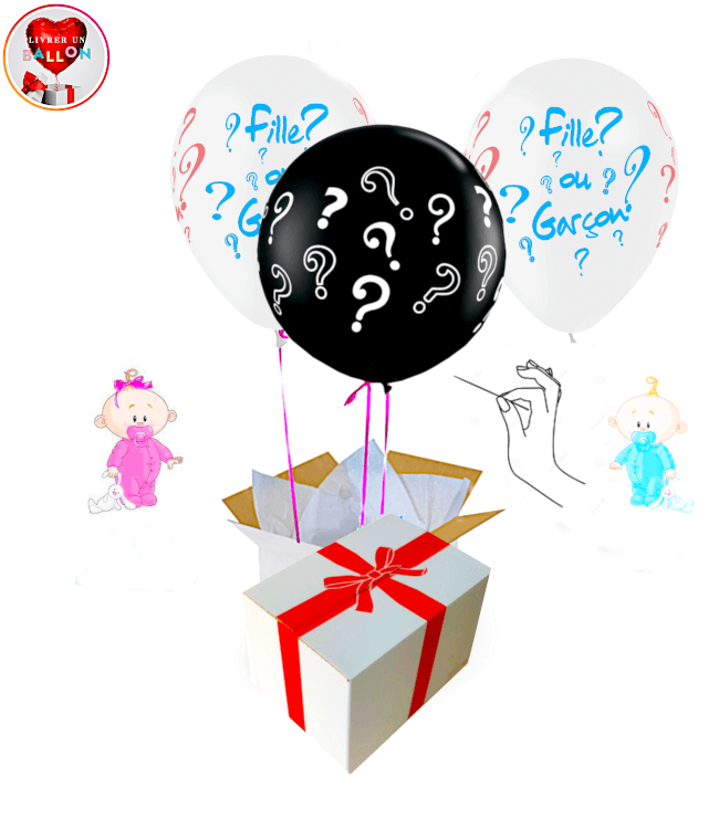 Image 1 Bouquet de 3 ballons Point Interrogation FILLE à Eclater!!!60 Cm By Livrer un Ballon