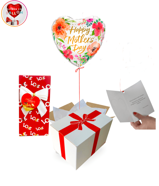 Image 1 Ballon Happy Mother's Day,Féte des mères +Ballotin de chocolat Love Belge By Livrer un Ballon