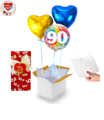 Vignette 1 Bouquet de Ballons 90 Ans! +Ballotin de chocolat Belge"LOVE" By Livrer un ballon
