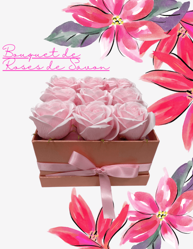 Image 1 Bouquet de Big Roses De Savon,accompagné d un ballon coeur rose