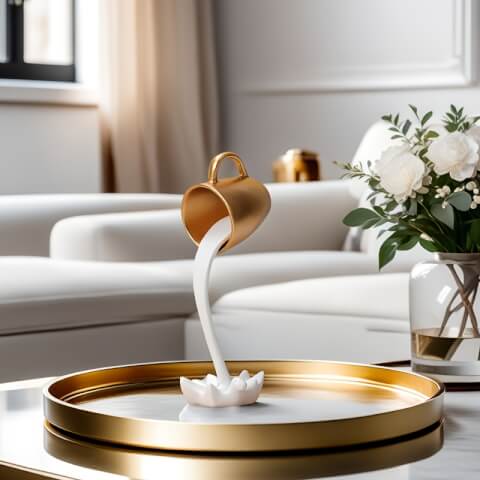 Tasse à café suspendue en résine –Petite Décoration moderne blanc et doré