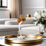 Vignette 1 Tasse à café suspendue en résine –Petite Décoration moderne blanc et doré