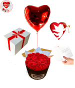 Vignette 1 Ballon Coeur Rouge + Bouquet de 19 Roses Rouges de savon By Livrer un Ballon
