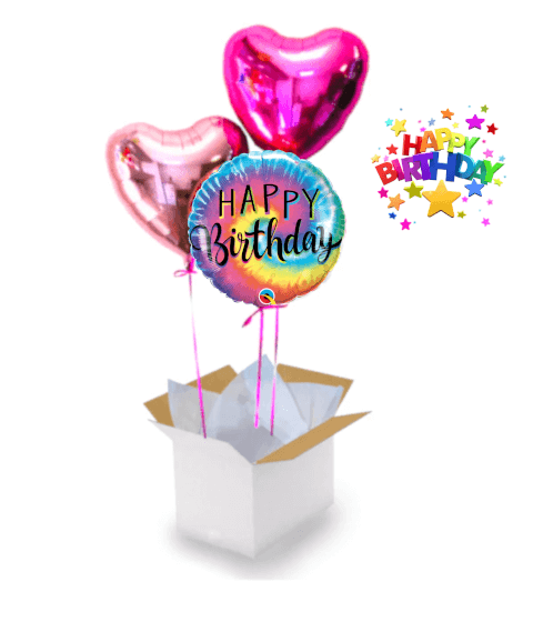 Ballon Postal Happy Birthday rose et noir - personnalisé