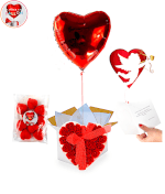 Vignette 1 Ballon Coeur Rouge + Coeurs de 24 Roses Rouges de Savon + Ballotin de Fraise Coeur By Livrer Un Ballon