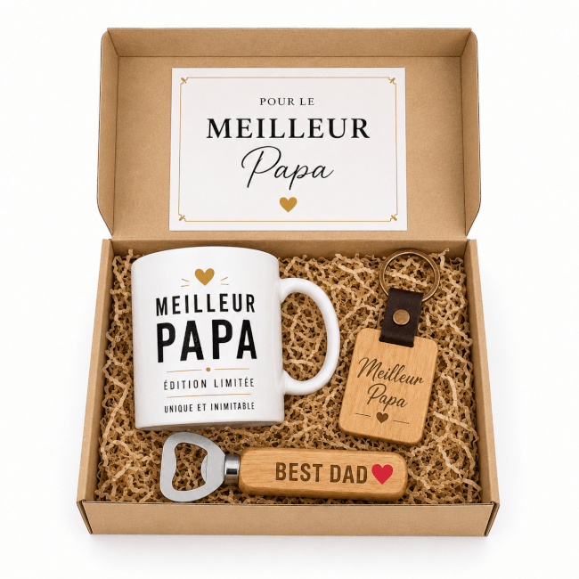 Image 1 Box Cadeau « Meilleur Papa » – Mug, Porte-clés & Décapsuleur