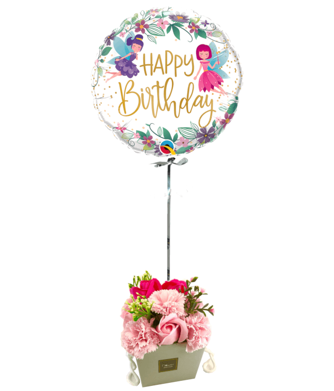 Image 1 Ballon Happy Fée+Bouquet de roses en savon