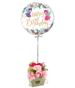 Vignette 1 Ballon Happy Fée+Bouquet de roses en savon