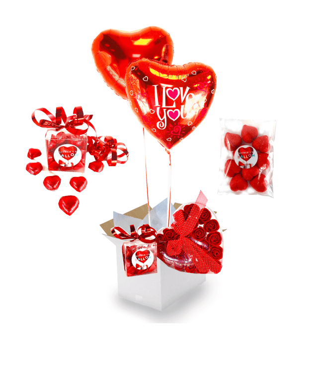 Image 1 Ballon Coeur I Love You+24 Roses de savon+Chocolat+Fraise Tagada