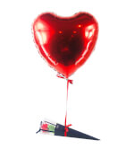 Vignette 1 Ballon Coeur rouge à personnaliser + Rose Savon