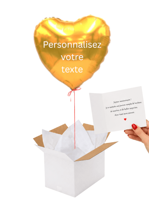 Ballon Cœur Doré Personnalisé – Votre message sur mesure