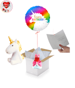 Vignette 1 Ballon Happy Birthday Licorne+Veilleuse Licorne Piles Fournie+Ballotin de Big Fraise Tagada s By Livrer un Ballon