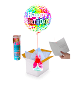 Vignette 1 Ballon Happy Birthday Disco+Ballotin de Big Fraise Tagada+Bougie 1an de plus