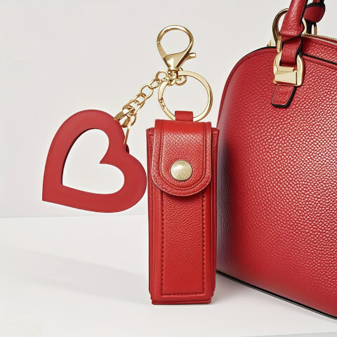 Image Porte rouge à lèvres avec miroir cœur – Cadeau unique et personnalisé – Idée site cadeau anniversaire