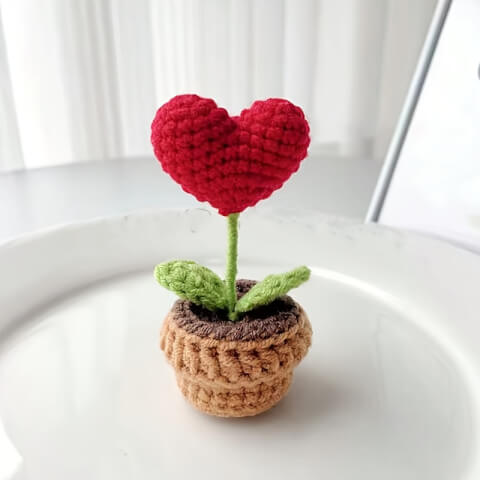 Pot Cœur Crocheté à la Main 