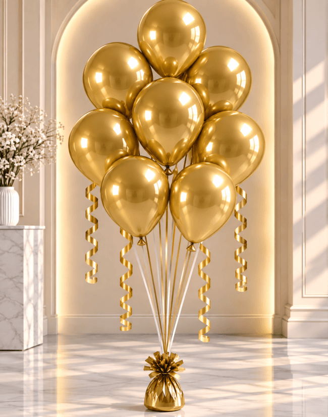 Image 1 Bouquet de 8 ballons hélium dorés