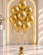 Vignette 1 Bouquet de 8 ballons hélium dorés 