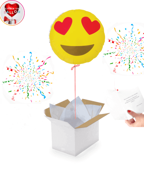 Ballon Smiley Cœur déjà gonflé à l'hélium