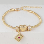 Vignette 1 Bracelet Charms Doré avec Cœur et Lettre d’Amour