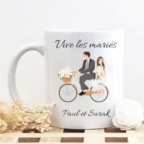 Mug "Vive les Mariés" – Personnalisable avec Votre Signature