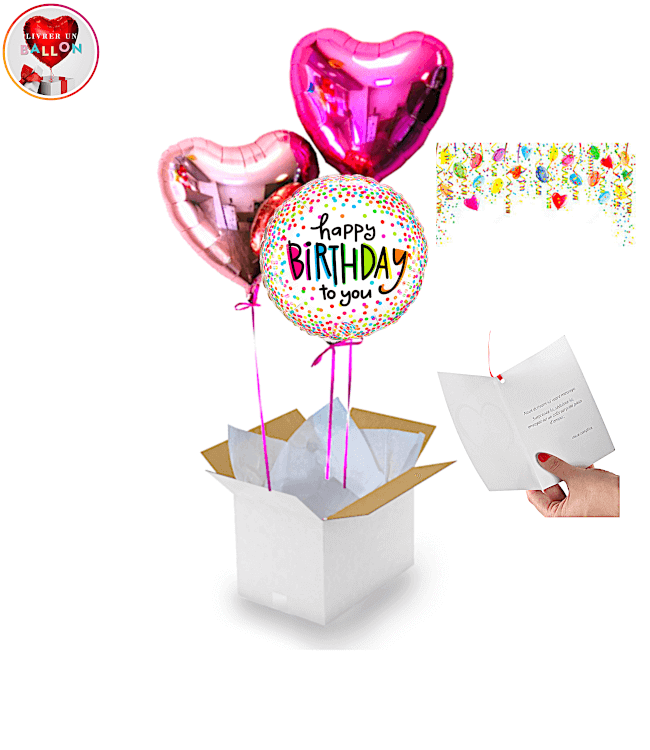 Image 1 Bouquet de Ballons Happy Birthday Confetti By Livrer un Ballon