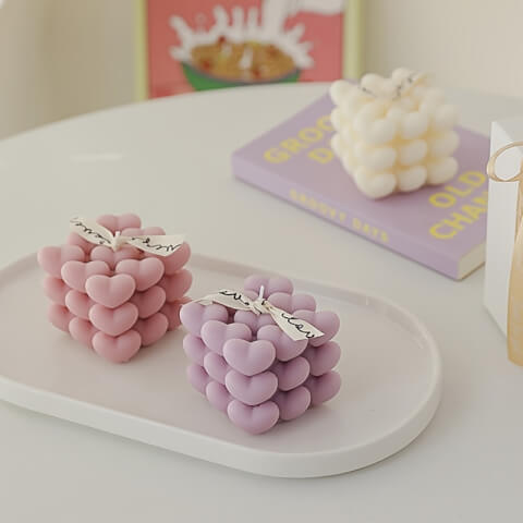 Bougie Rose Parfumée en Forme de Cœur (6 cm)