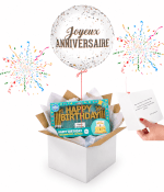 Ballon Joyeux Anniversaire avec Kit de Bougies Dorées