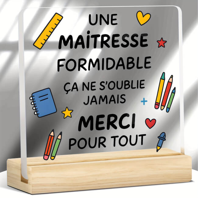 Image 1 Plaque Décorative « Une Maîtresse Formidable » – 10 x 10 cm