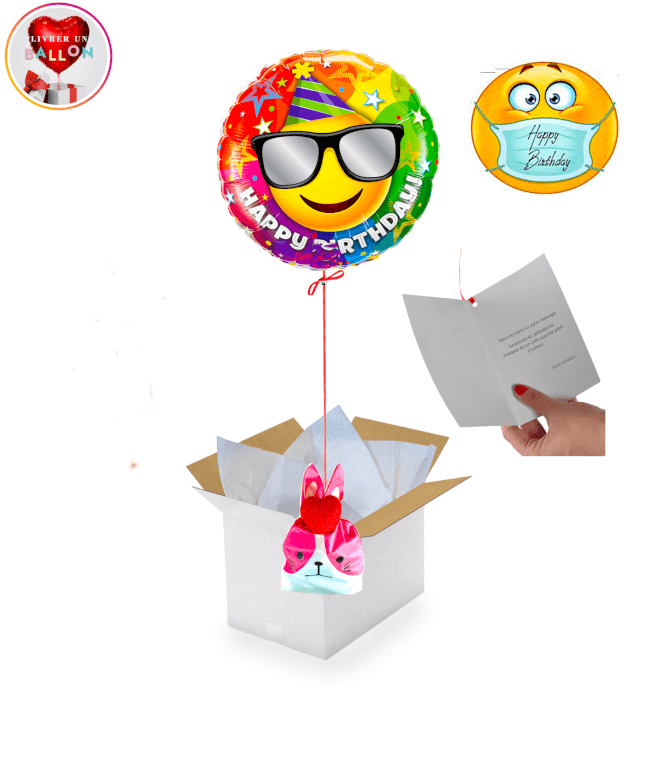Image 1 Ballon Happy Birthday Emoji +Ballotin De Big Fraise Tagada By Livrer un Ballon