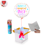 Vignette 1 Ballon Magical Day+Bougie 1an de plus+Ballotin de Big Fraise Tagada