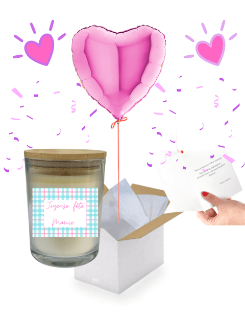 Box Ballon Cœur Rose – Joyeuse Fête Mamie