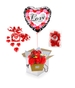 Vignette 1 Ballon Love you+Bouquet de rose rouge+chocolat+big fraise tagada