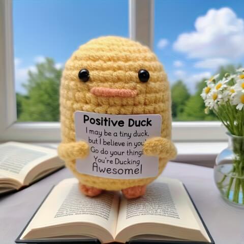 Canard en crochet positif – Cadeau encouragement – Message « Je crois en toi »