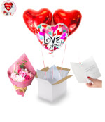 Vignette 1 Bouquet de Ballons 3 coeurs  I love You+Bouquet de roses de Savon.  By Livrer un ballon