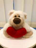 Vignette 3 Bouquet de 2 Coeurs Rouges +Ourson Love
