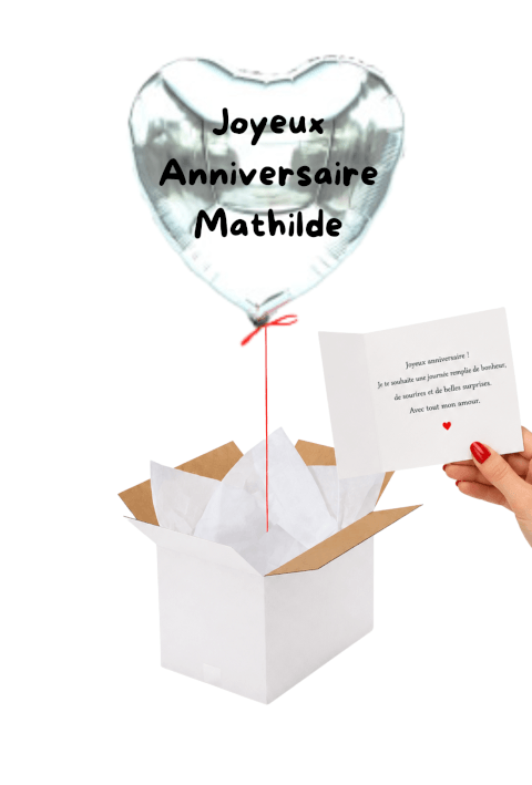 Image Ballon Cœur Argenté Personnalisé – Votre message sur mesure