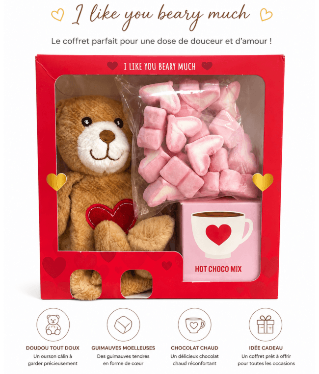 Image 2 Coffret Cadeau Doudou Gourmand, Guimauve et Chocolat Chaud