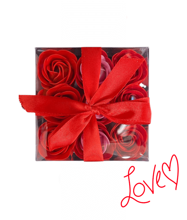 Image 2 Ballon Coeur I LOVE YOU + Box De 9 Roses Rouges de Savon