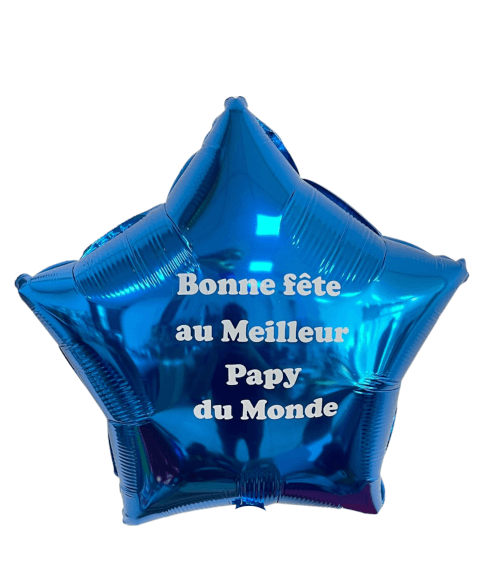 Image Ballon Etoile Saphir à Personnaliser et sa bougie j'ai un papy qui déchire