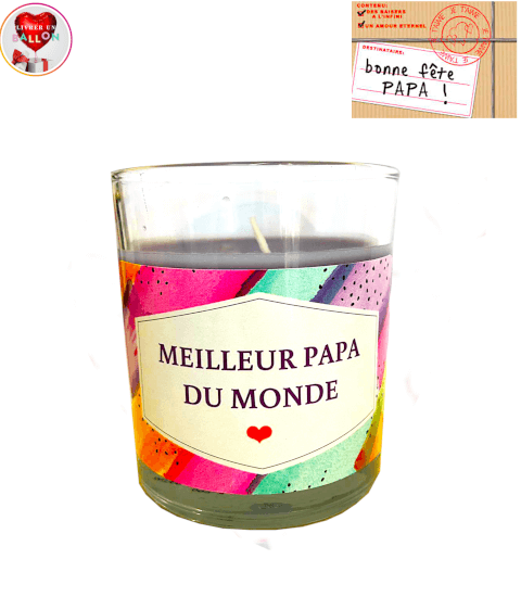 Image Ballon Fète des Péres + Bougie"Meilleur Papa du Monde!" By Livrer un Ballon