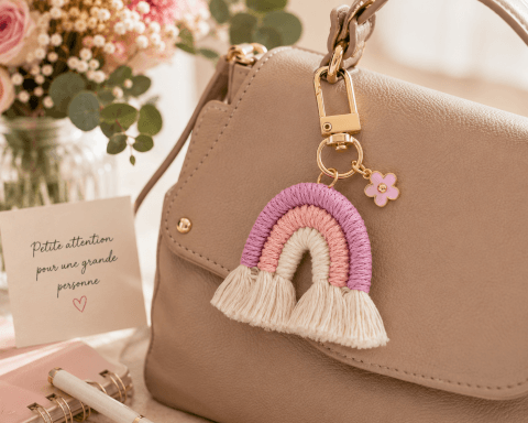Image Porte-Clés Arc-en-Ciel Bohème Rose
