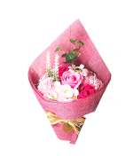 Vignette 3 Ballon Happy Birthday Fleuri! + Bouquet de Fleurs de Roses de Savons à Diluer dans un Bain By Livrer un Ballon