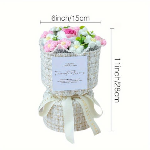 Image Bouquet de fleurs au crochet rose rouge