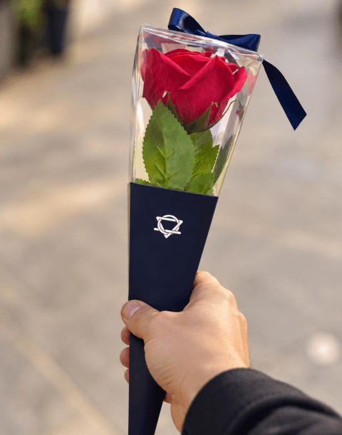 Image Rose Rouge en Savon – Une Délicate Attention à Offrir