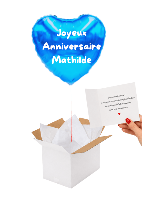 Image Ballon Cœur Bleu Personnalisé – Votre message sur mesure
