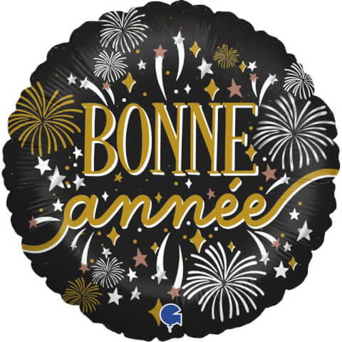 Image Bouquet de Ballons "Bonne Année" avec Cœurs Doré et Rouge Personnalisables