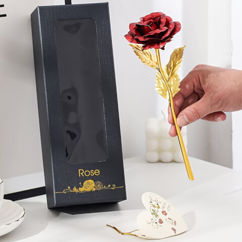 Image Rose Éternelle en Fleur Artificielle – Avec Boîte Cadeau et Carte