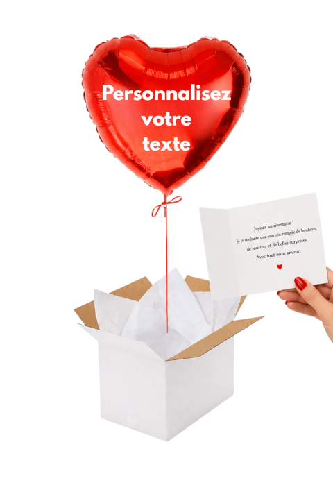 Image Ballon Cœur Rouge Personnalisé – Votre message sur mesure