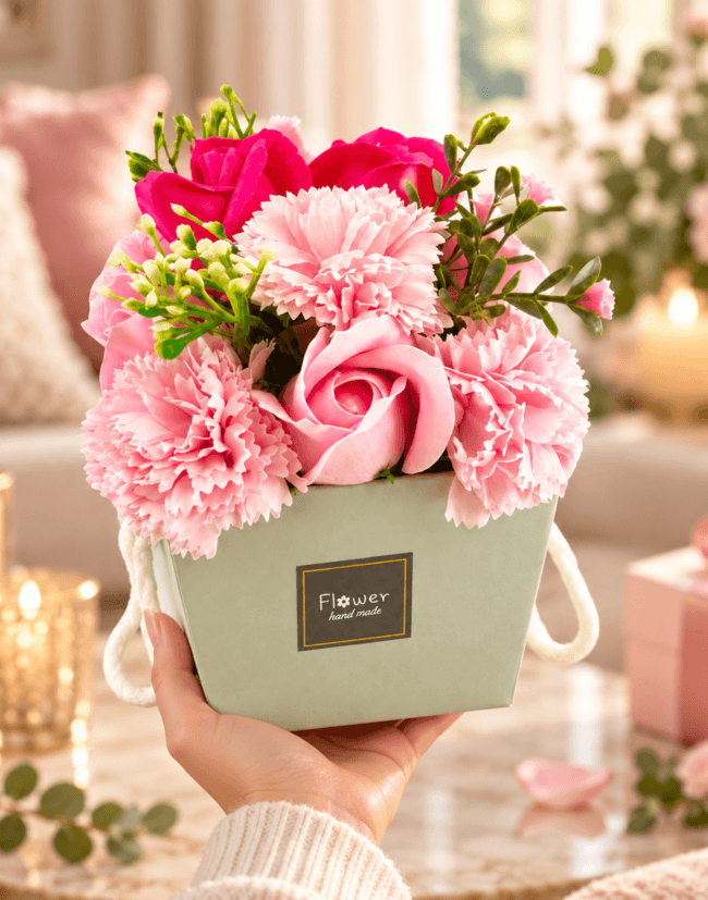 Image 2 Box Anniversaire Ballon Happy Birthday et Bouquet de Fleurs en Savon